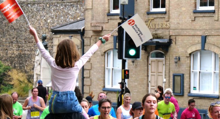 Girl waving flags