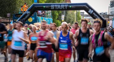 Runners at start line