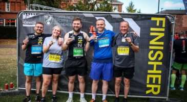 Group of Run Norwich finishers in Chapelfield Gardens